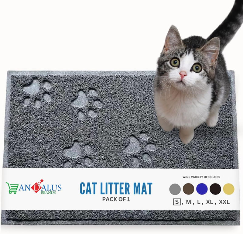 Andalus Small Cat Litter Mat, Pack of 1 - Waterproof, Non-Slip & Easy to Clean Cat Litter Box Mat for Extra Efficient Pe