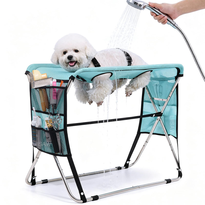 Liisaw Pet Grooming Hammock with Stand, Foldable Design, Holds Up to 165 Lbs, Joint Protection for Dogs, Restraint Tool for Small & Medium Pets, Ideal for Home and Salon Daily Grooming