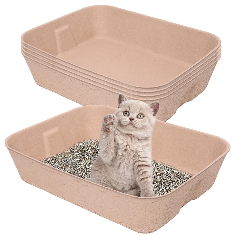 5 Pack Disposable Cat Litter Box, Travel Litter Box,Eco Friendly 100% Recycled Paper