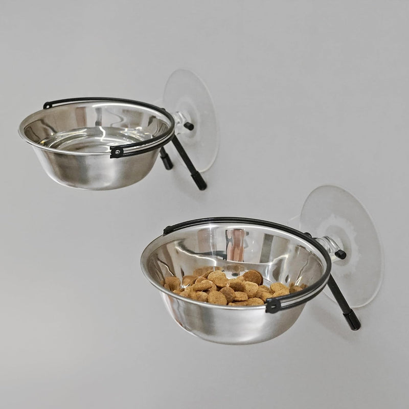 PETKARAY Window Bowls for Indoor Cats, 12 Ounces Food Bowl for Window, Dog Proof Cat Feeding Station, Foldable Stainless