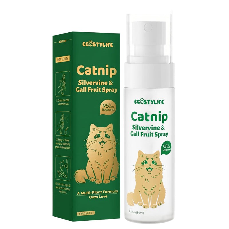 Upgraded Catnip Spray for Indoor Cats, 2.8 fl oz – Natural Formula with Silvervine & Gall Fruit, Encourages Play & Scratching, Ideal for Scratching Post, Suitable for Cats Less Responsive to Catnip