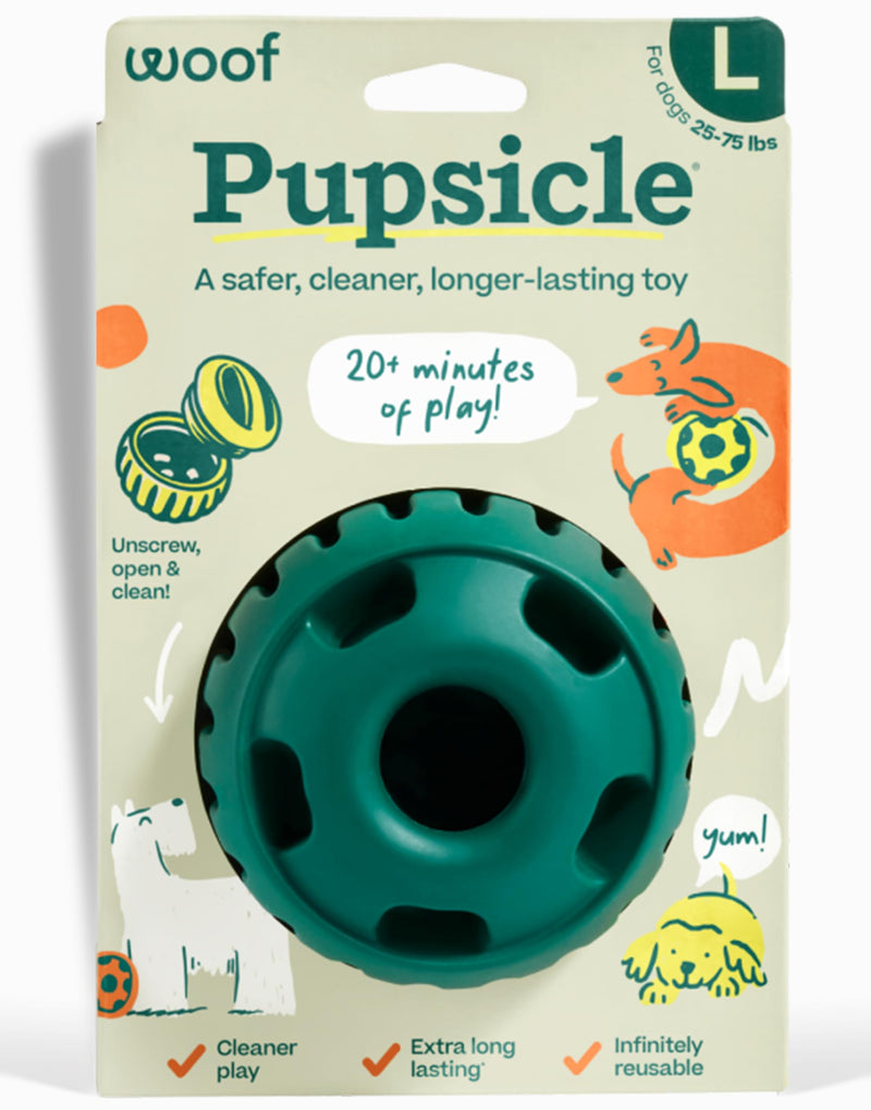 WOOF Pupsicle - Long-Lasting Interactive Dog Ball Toy to Keep Your Pup Busy and Distracted - Safe for Dogs - Low-Mess Design - Dog Toys for Medium and Large Dogs 25-75 lbs