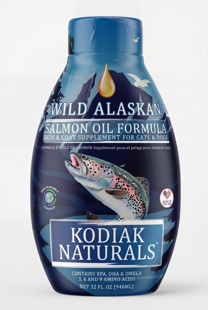 Kodiak Naturals 32oz Wild Alaskan Salmon Oil Formula for Dogs, Omega 3 Fish Oil with EPA & DHA – Skin & Coat, Joint, Heart & Immune Support – Helps Itching, Shedding & Dry Skin – Liquid Supplement