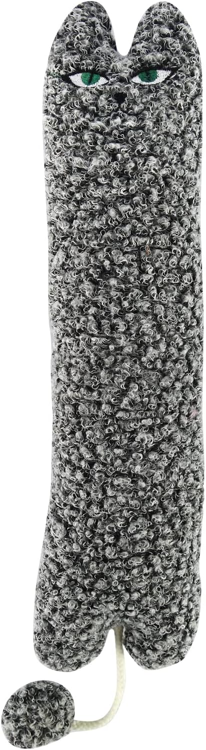 TTcat 14.6 Inch Large Curly Plush Pillow Cat Kicker Toy with Catnip Silvervine Powder, Soft Stuffed Cat Chew Toy with Ta