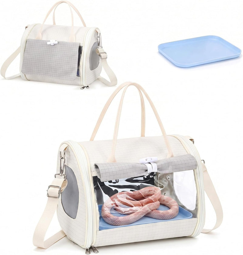 Eccliy Bearded Dragon Travel Carrier Reptile Bag with Flexible Light Block