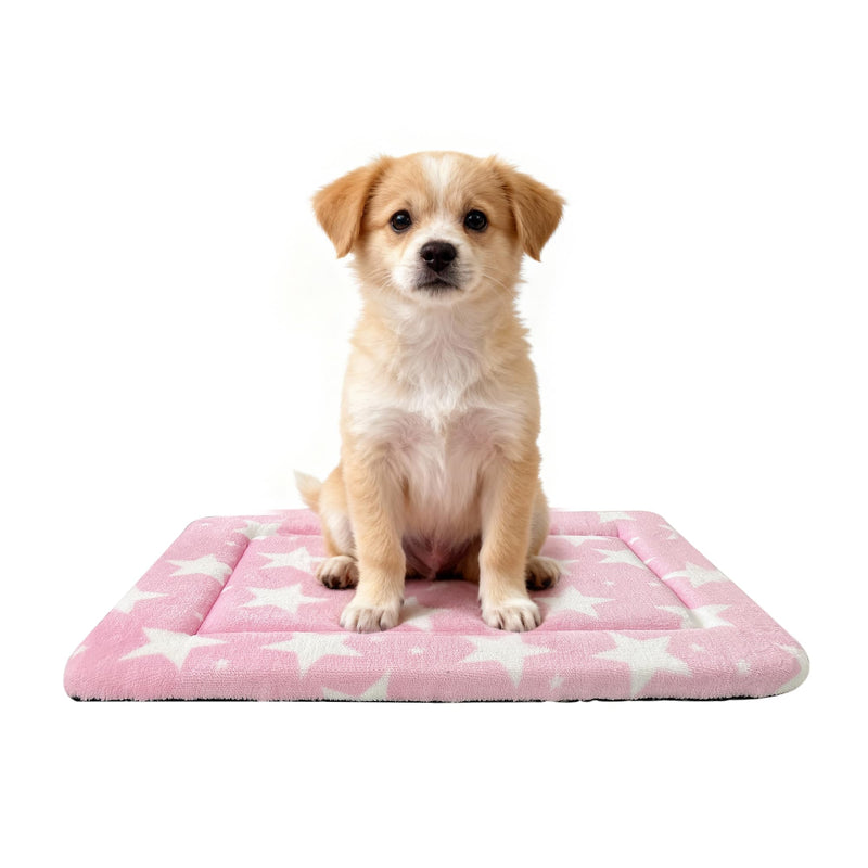 WITTOP Washable Dog Bed Plush Orthopedic Outdoor Crate Mat with Non-Slip Bottom,Luxe Soft Kennel Pad for Pets, Cozy Cage Cushion & Pet Sleeping Mattress Large Sized,Medium,Small Dogs,24 x 18 inch,Pink