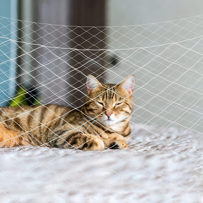 Cat Balcony Net, Pet Safety Fence for Balcony/Stairs/Window - Transparent Nylon Mesh Anti-Fall Netting for Dogs & Cats
