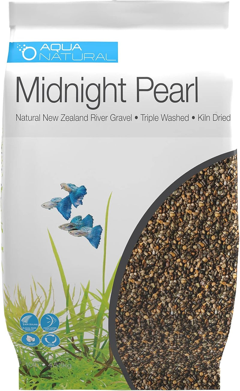 Aqua Natural Aquarium Substrate, Midnight Pearl Gravel, 10lb