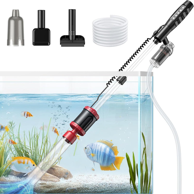 36W Electric Aquarium Vacuum Gravel Cleaner: Fish Tank Vacuum Gravel Cleaner with Strong Suction for Automatic Water Cha