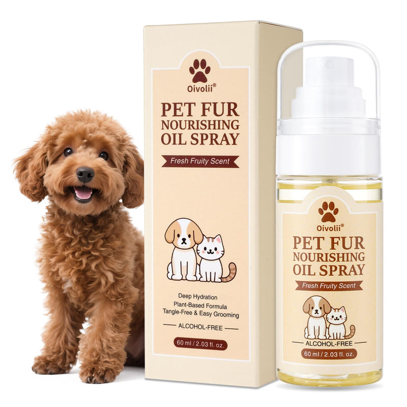 Dog & Cat Fur Oil & Coat Conditioning Spray – Leave-In Detangler & Conditioner Reduces Shedding with Coconut & Jojoba Oil – Natural,Alcohol-Free – Soft, Shiny Fur for Doodles, Poodles & Toy Breeds