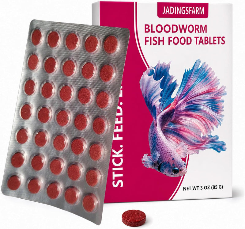 Bloodworm Fish Food Tablets, 175 Tabs (3 oz), Stick-On Tablets for Betta, Guppy, Goldfish & Tropical Aquarium Fish, High