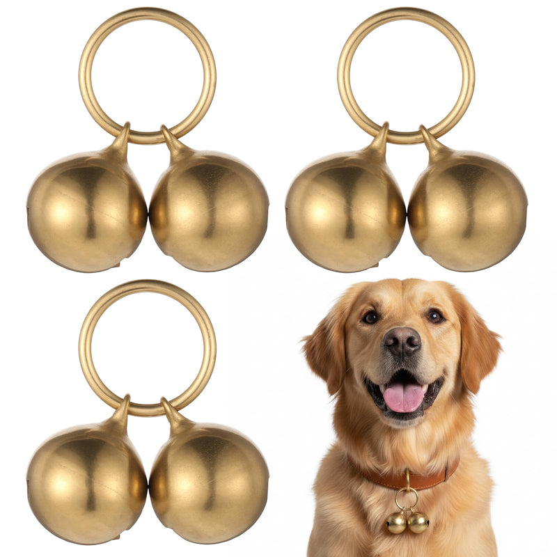TIESOME 3 Pcs Dog Collar Bell, Copper Brass Extra Loud Collar Bells for Pets, Anti Lost Tracking Training Pendant, Small Dogs & Cats