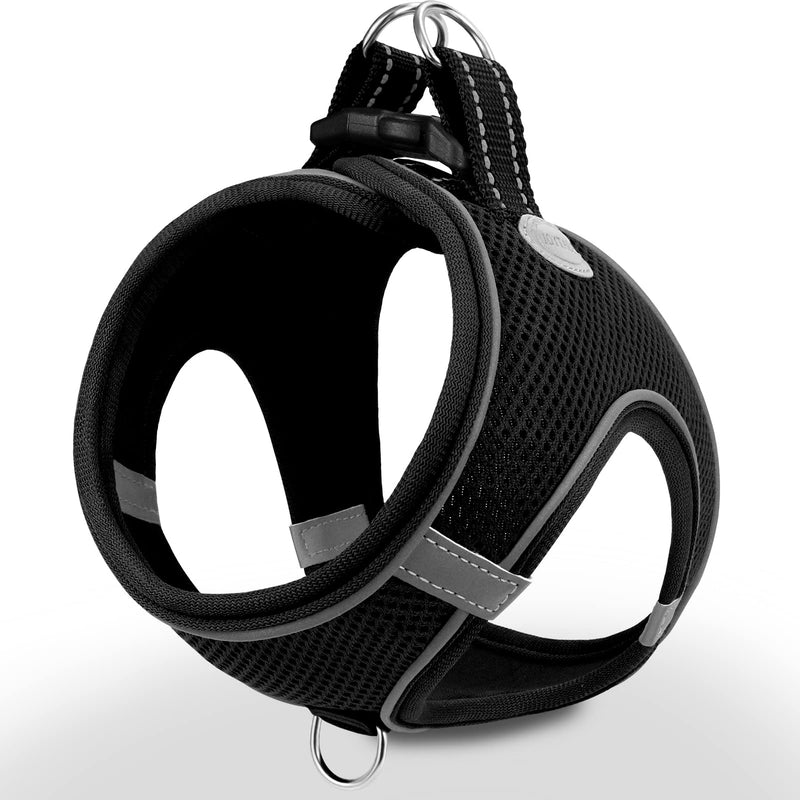 Joytale Small Dog Harness, Breathable Mesh Step-in Vest, Reflective Soft Padded Harnesses Small Sized Dog for Walking, Black, S