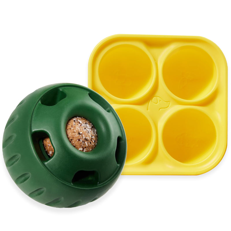 WOOF Pupsicle and Treat Tray - Long-Lasting Interactive Dog Ball Toy and Silicone Dog Treat Mold - Keep Your Pup Busy - Easy to Clean - Toys for Medium and Large Dogs 25-75 lbs