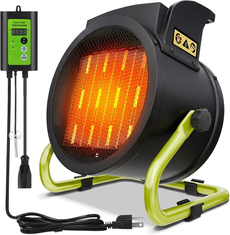 Greenhouse Heater with Digital Thermostat, 1500W Electric Heater