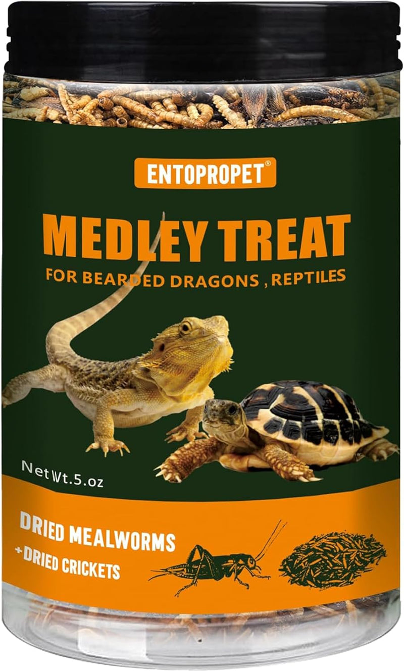 Dried Mealworms & Crickets Medley Treat for Bearded Dragons 5oz