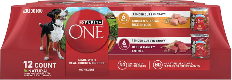 Purina ONE Wet Dog Food Variety Pack, Tender Cuts, (12) 13 oz Cans