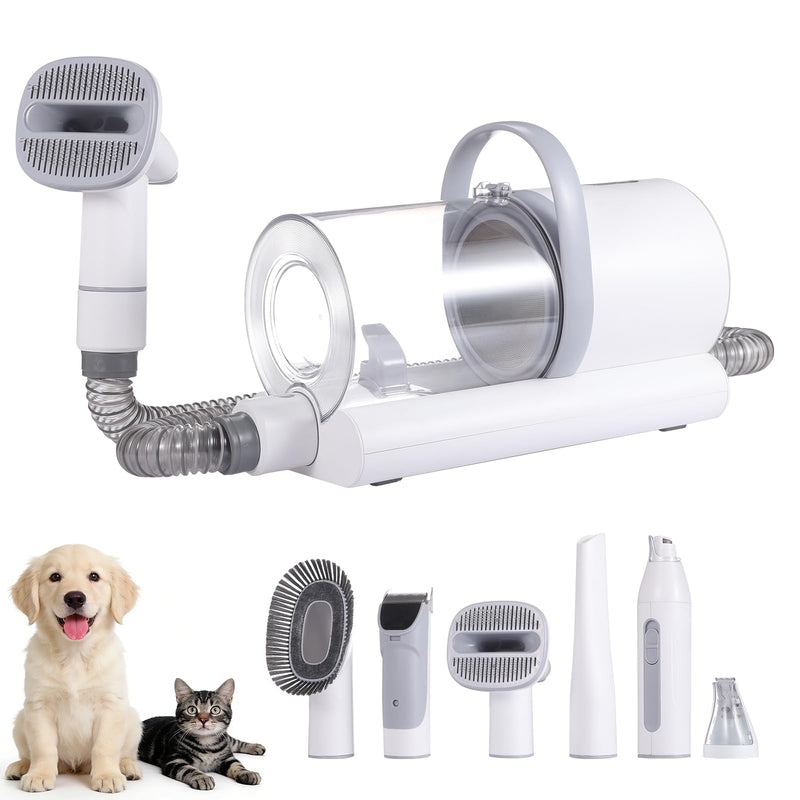 ZKSCOOL Dog Grooming Kit & Dog Grooming Vacuum with Suction, 6 in 1 Pet Grooming Vacuum for Shedding, Low Noise Dog Hair Vacuum with 1.5L Cup, Electric Dog Clippers for Grooming Thick Hair Cats & Dogs