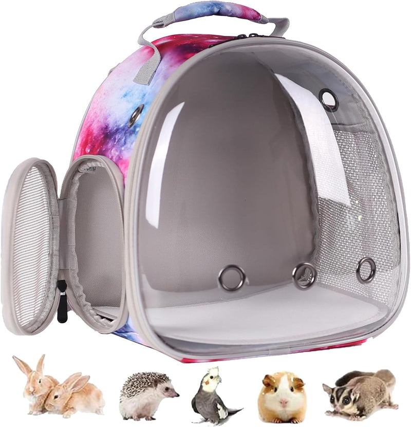 Bunny Carrier Backpack with Space Capsule Clear Bubble Window - Portable Small Animal Backpack Travel Pet Carrier Galaxy