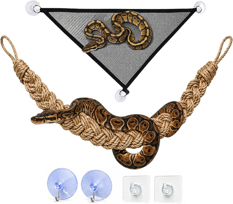 Snake Enclosure Accessories, Climbing Rope & PVC Hammock Set for Reptiles