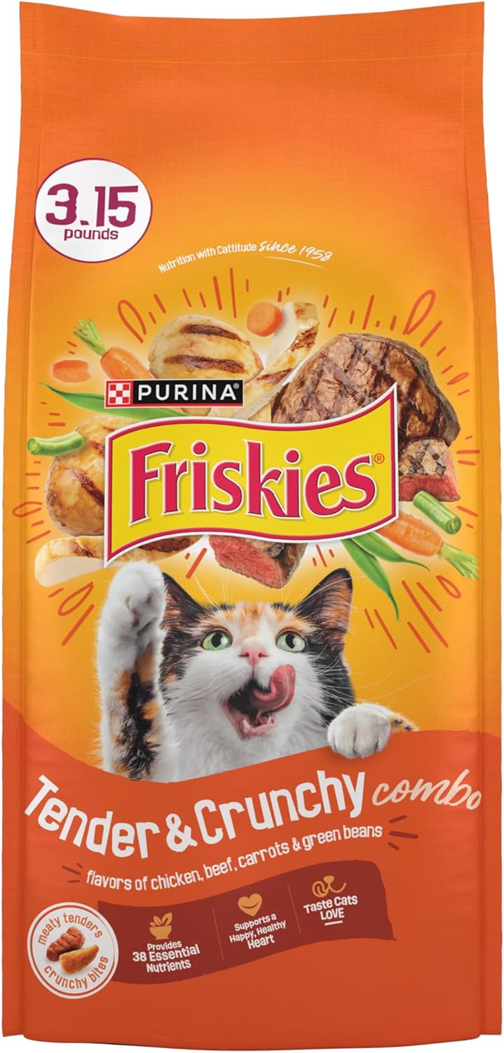Purina Friskies Tender and Crunchy Combo Dry Cat Food, (4) 3.15 lb Bag