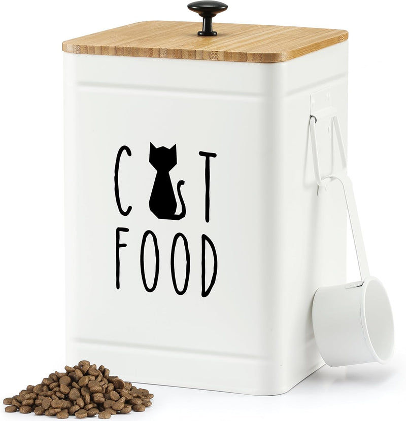 PERFNIQUE Cat Food Storage Container, Airtight Cat Treat Container with Bamboo Lid, Pet Food Storage for Kitchen Counter