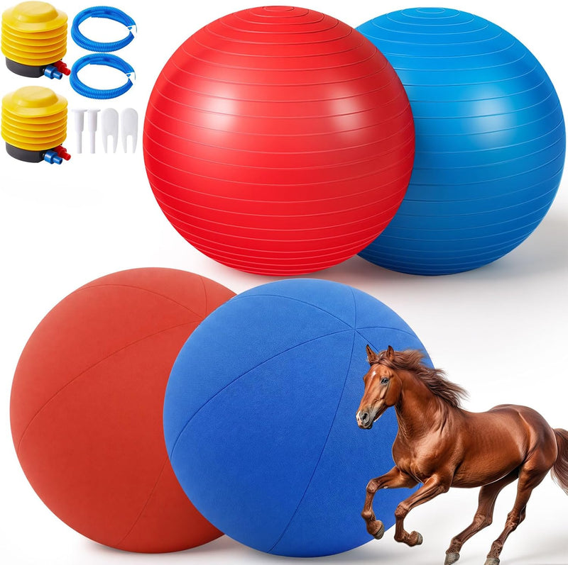 2 Set/4 Pcs Giant 40 Inch Herding Balls with Ball Cover, Horse Toy
