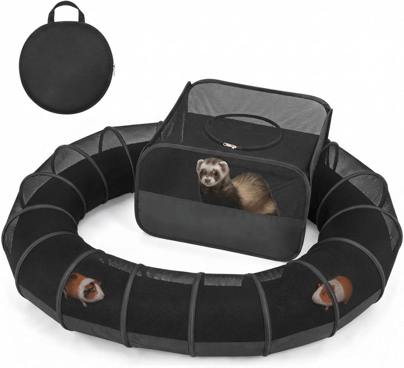 Lewtemi Large Guinea Pig Playpen with Tunnel Ferret Playpen with Carry Bag