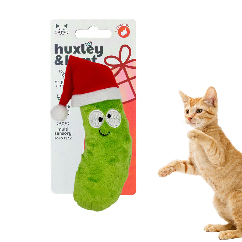 Huxley & Kent Plush Cat Toy - Holiday Interactive Catnip Toy for Cats & Kittens - Soft with Crinkle & Catnip - Fun Indoor Play - Dilly Claus