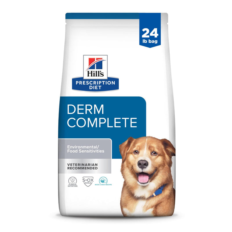 Hill's Prescription Diet Derm Complete Environmental/Food Sensitivities Dry Dog Food, Rice & Egg, 24 lb. Bag