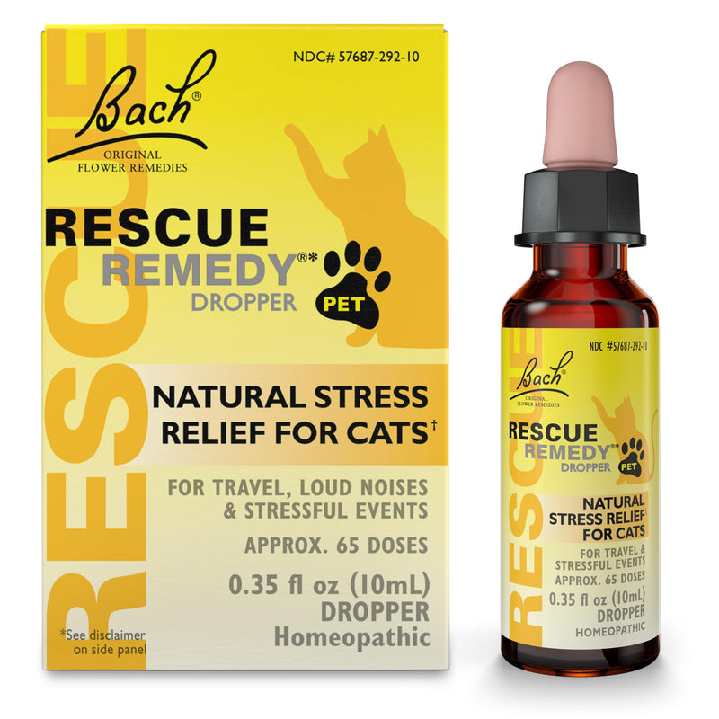 Bach Rescue Remedy Pet Dropper for Cats - 10 mL - Stress & Tension Support for Cats Natural Flower Essences - Sedative-Free, Homeopathic Liquid Formula - for All Breeds, Ages & Weights