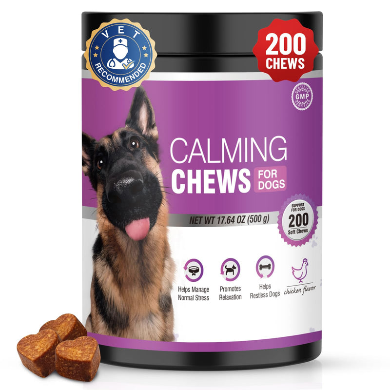 Calming Chews for Dogs 200pc Dog Calming Treat and Bites with Melatonin - Anxiety and Stress Relief Treats for Dogs Puppy Sleep Aid Calm Dog with Noise,Thunder, Barking, Separation,Chewing