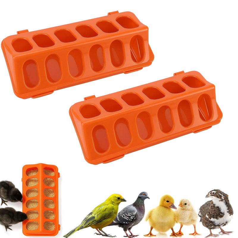 2 Pack Plastic Flip-Top Poultry Feeder Tray, Chick Feeding Trough for Baby Chicken, Ducklings, Quail, Pigeons and Small Birds – Spill-Resistant Farm Feeder