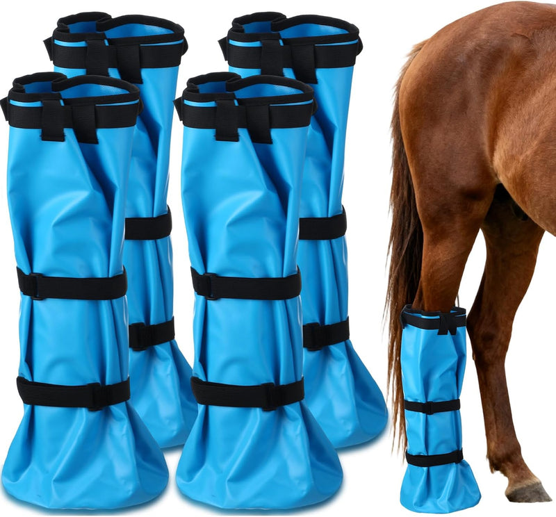 4 Pcs Easy Use Hoof Soaking Boot for Horse Soaker Bag, Hoof Care Treatment Bucket with EVA Pad and Elastic Band, 2 Pairs