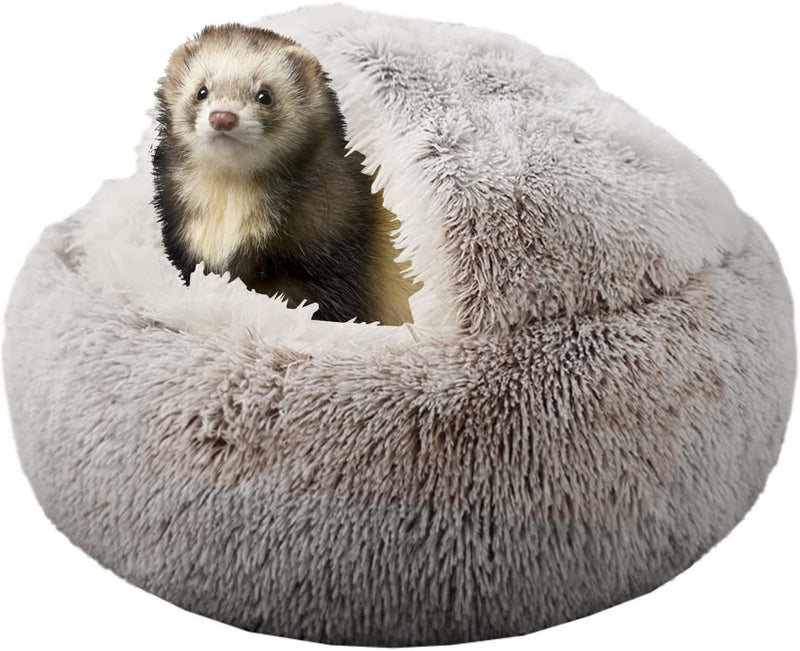 Ferret Bed Cave Bed and Hideout,Ferret Hideaway Bed Accessories for Cage(Brown)