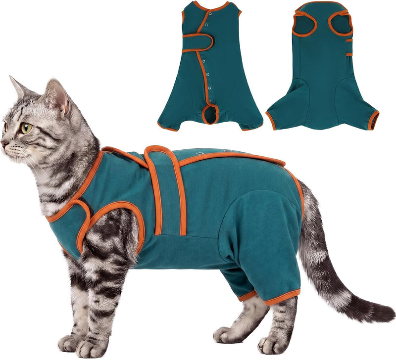 DENTRUN Cat Recovery Suit, Easy On Post-Surgery Onesie with Hind Legs