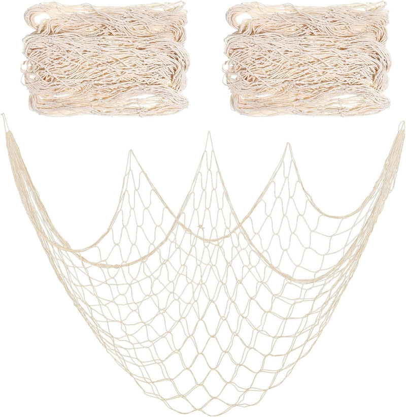 2 Pcs Fish Net Decorations, Natural Cotton Fishing Net Decor