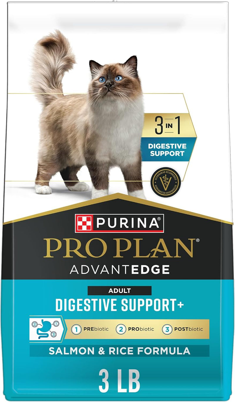 Purina Pro Plan AdvantEDGE Digestive Support Dry Cat Food, Salmon, 3 lb Bag