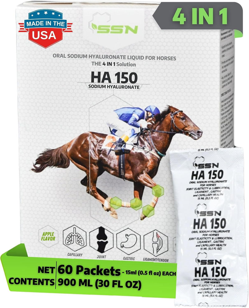 SSN HA 150 - 4 In 1 Horse Supplement - 60 Servings - Equine Joint, Gastric, Ligament/Tendon, Lung Capillary Health - Glu