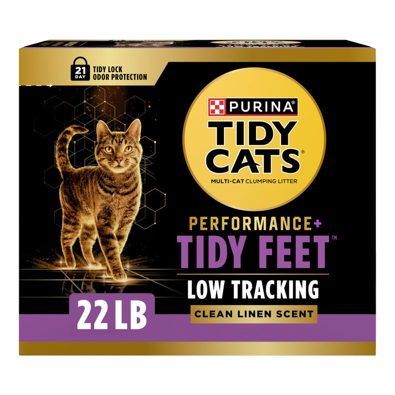 Purina Tidy Cats Performance Plus Tidy Feet Cat Litter, Scented Low Tracking Clumping Multi-Cat Odor Control with Clean Linen Scent, 22 lb. Box
