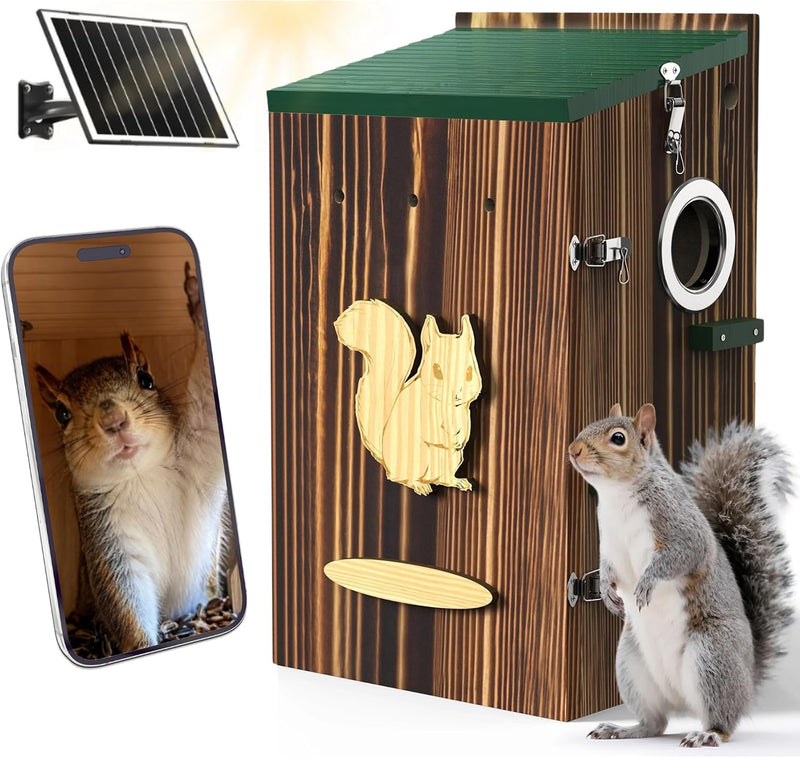 KinetCam Smart Squirrel Box with Camera,Separate Camera Bay,Solar-Powered