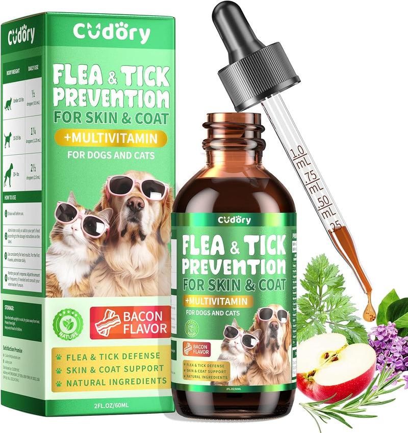 Flea & Tick Prevention for Dogs & Cats, Oral Flea Drops with Multivitamins