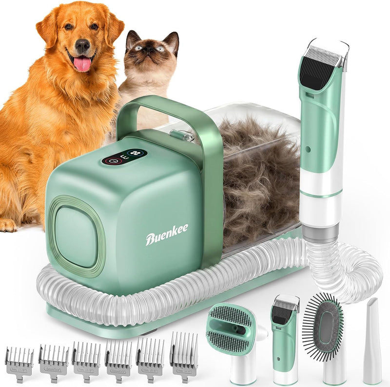 Buenkee Dog Grooming Vacuum Kit, 15000Pa Clipper, Shedding Brush, 2L