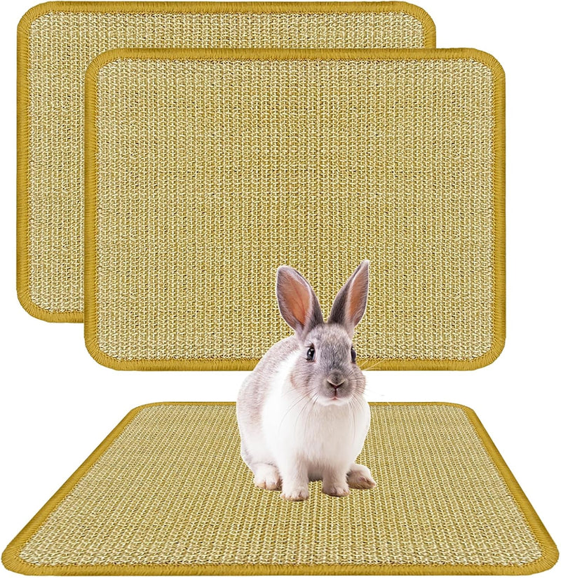 DYAUS Rabbit Scratching Pad, Sisal Bunny Scratch Pad, Natural Rabbit Foraging Mats for Cages, Indoor Bunny Toys Accessor