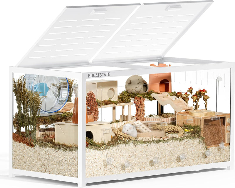 BUCATSTATE Hamster Cage 3.0, Large Hamster Enclosure (47in, White)