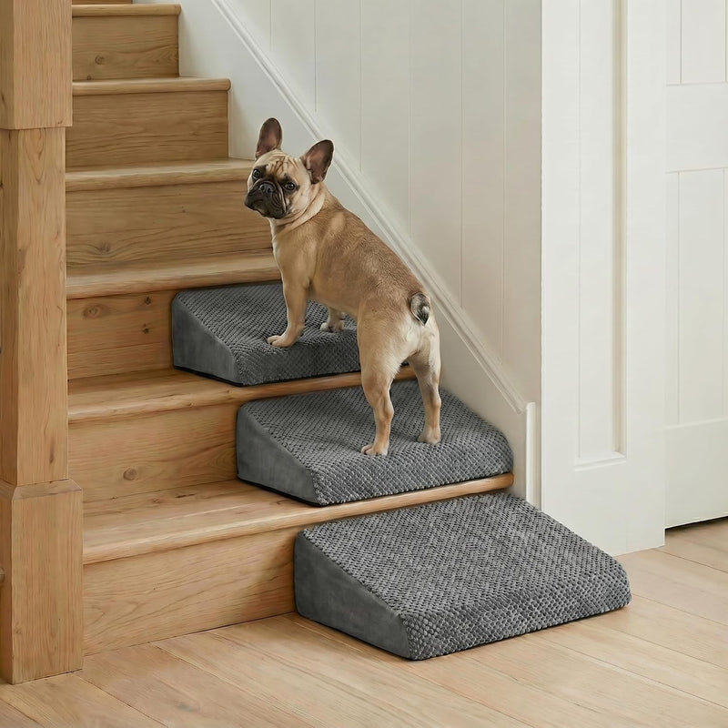3-Pack Dog Ramp for Stairs, 40D High-Density Foam Pet Steps with Gentle 20°Slope for Staircase Stairs, Non-Slip Puppy Ra