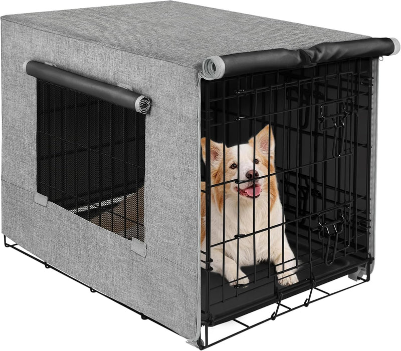 Akinerri Dog Crate Cover, Kennel Covers with Mesh Window, 42 in