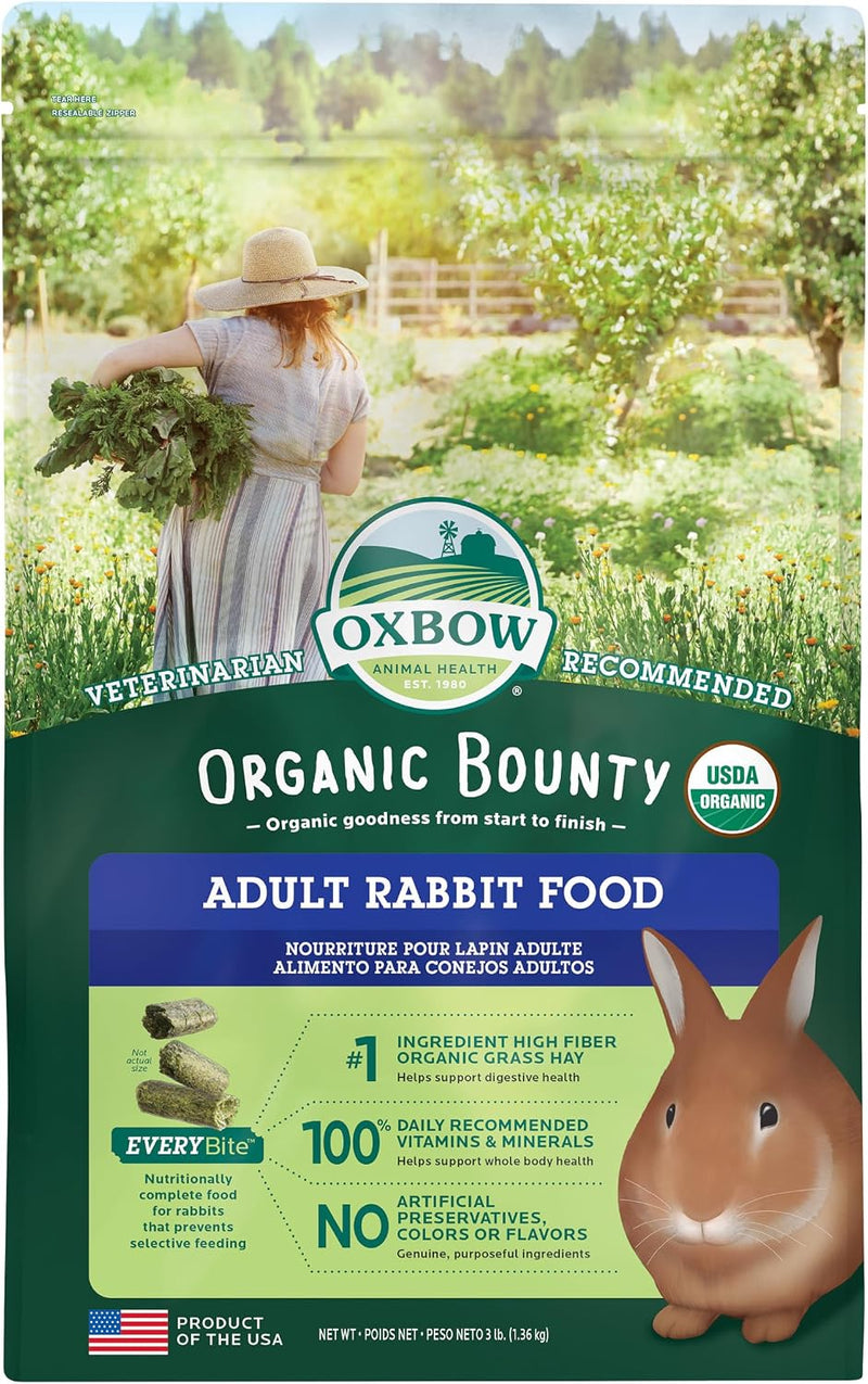 Oxbow Organic Bounty Adult Rabbit Food, Organic Rabbit Pellets, USA, 3 lb