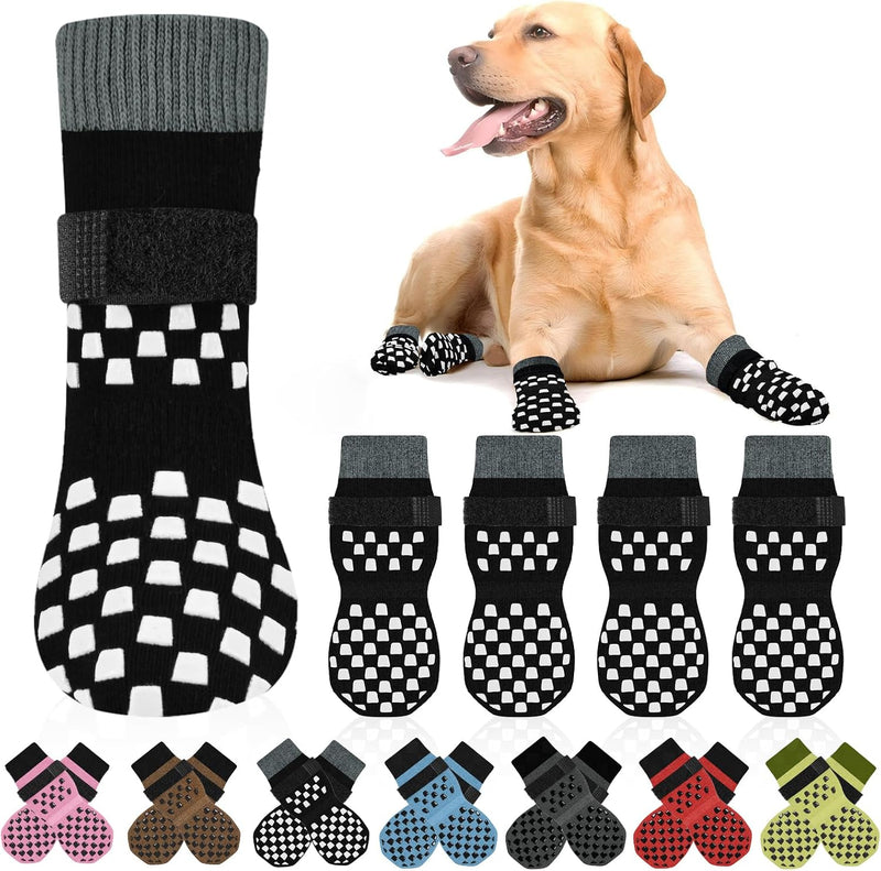 Anti Slip Dog Socks to Prevent Licking Paws, Dog Shoes for Hot/Cold Pavement, Dog Boots on Hardwood Floors, Traction Con
