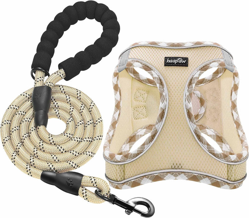 haapaw Dog Harness with Leash Set, No Pull Adjustable Reflective Step-in Puppy Harness with Thickened Padded Vest for Ex